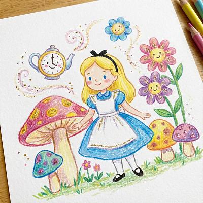 儿童绘本风格角色插画