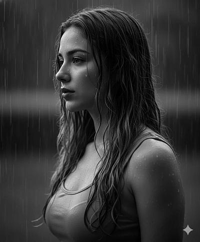 雨滴与倒影——一幅单色肖像画