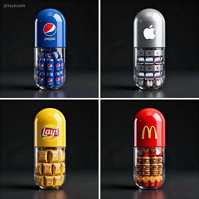 大型胶囊形容器的品牌3D渲染图