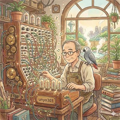 吉卜力风格插画：unyo303的奇幻工作室场景