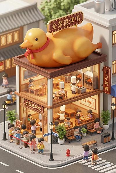 全聚德烤鸭店微缩模型
