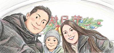 手绘彩铅风格家庭温馨插画创作