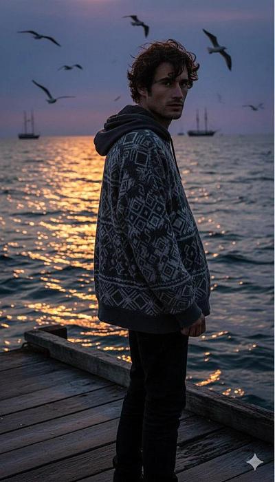 沉思的瞬间——在海边的一刻
