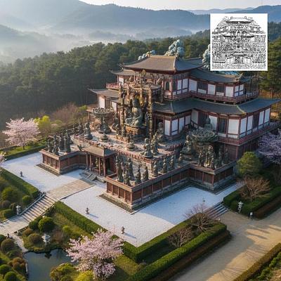 建筑手绘人视点转鸟瞰实景