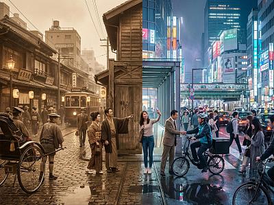 东京双时空交汇街景