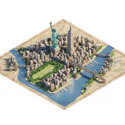 微缩城市地标立体地图模型