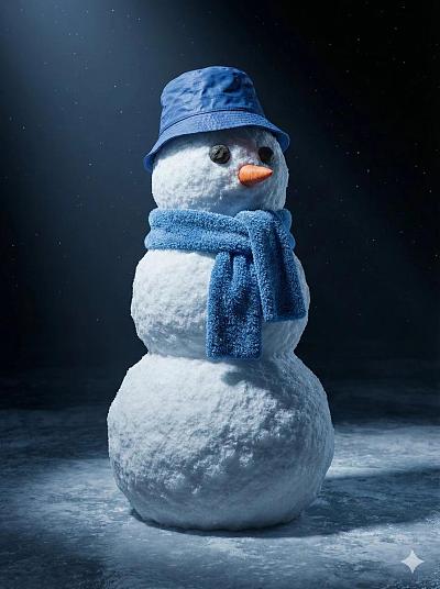 蓝帽雪人夜景写真