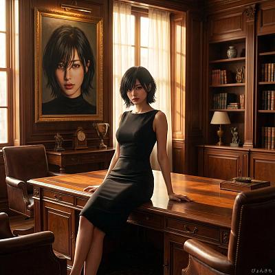 肖像画与全身像结合的奢华办公室时尚写真