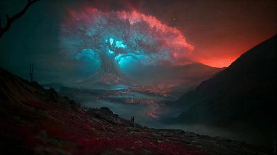星云巨树下的奇幻山谷