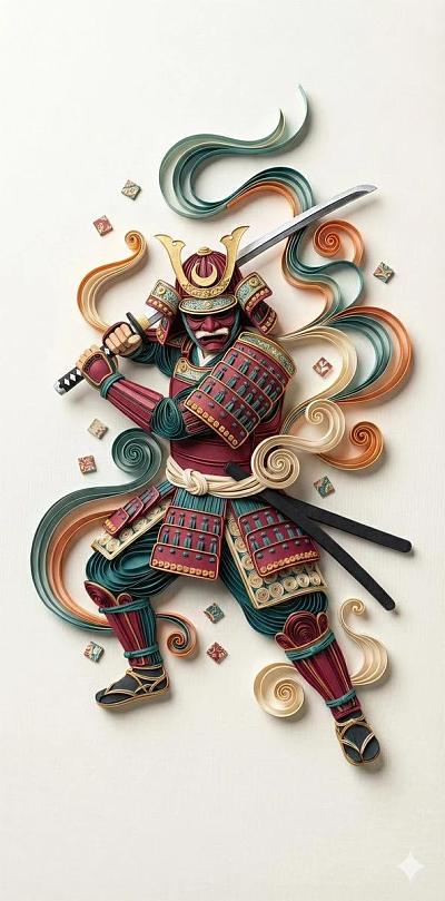 纸艺浮雕武士战士动态造型设计