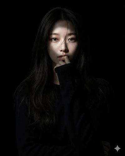 聚光灯下的神秘女性肖像