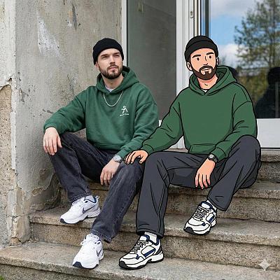 真人与卡通双生形象的街头时尚混搭写真