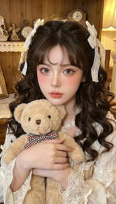 洛丽塔娃娃抱熊少女
