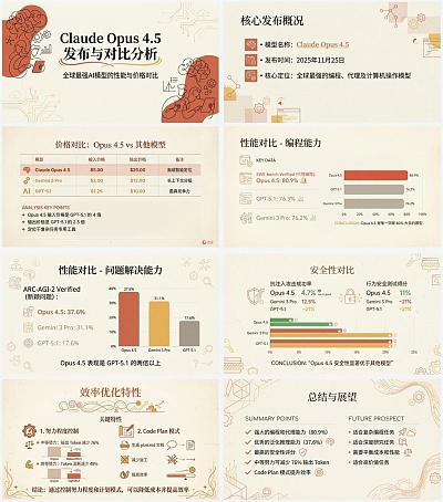 Claude Opus 4.5 温暖学术风对比分析预设