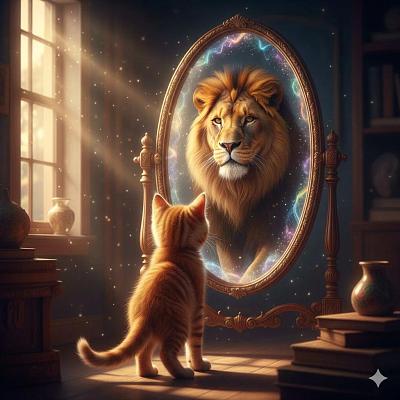 镜中幻影：小猫见雄狮