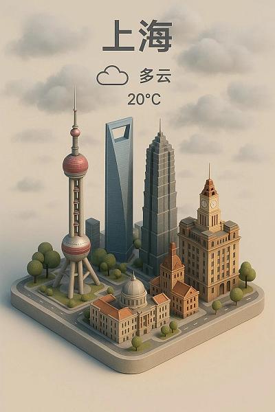生成城市天气预报微缩模型图