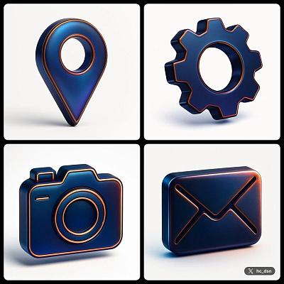 科技金属质感3D图标
