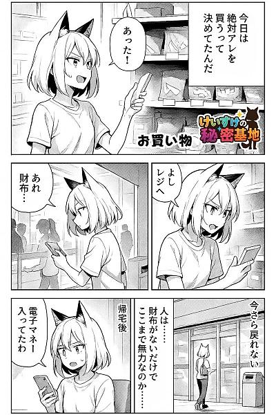 猫耳少女购物忘带钱包