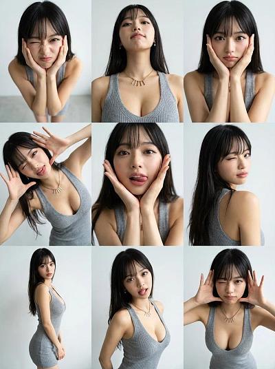 九宫格多角度可爱表情写真