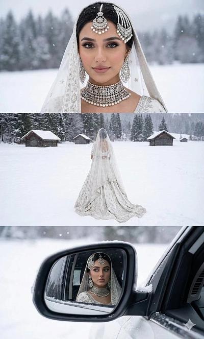 雪中南亚新娘婚纱写真