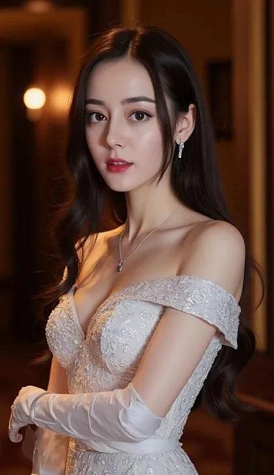 白色露肩婚纱肖像