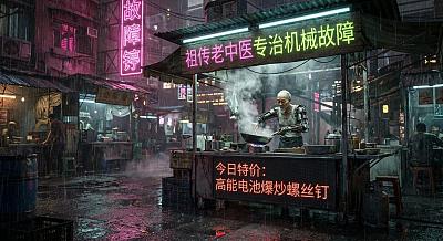 赛博朋克中式夜市摊