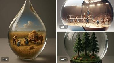 透明容器里有一个微型的3D世界