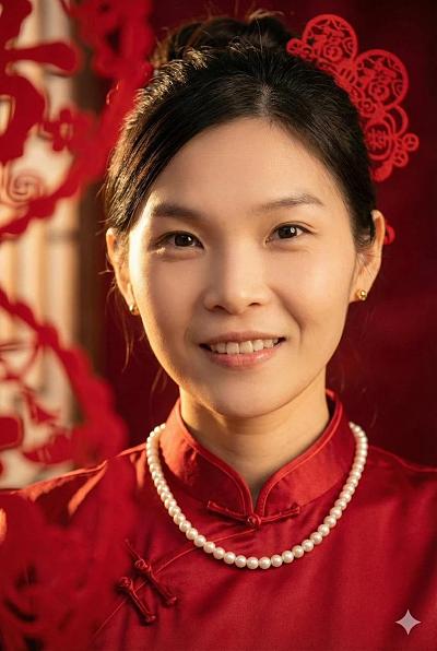 新中式春节女性肖像摄影提示词