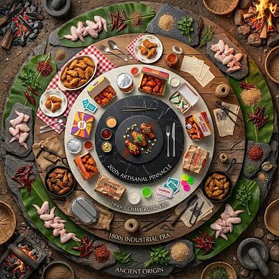 鸡翅历史微缩场景：五环时代变迁图