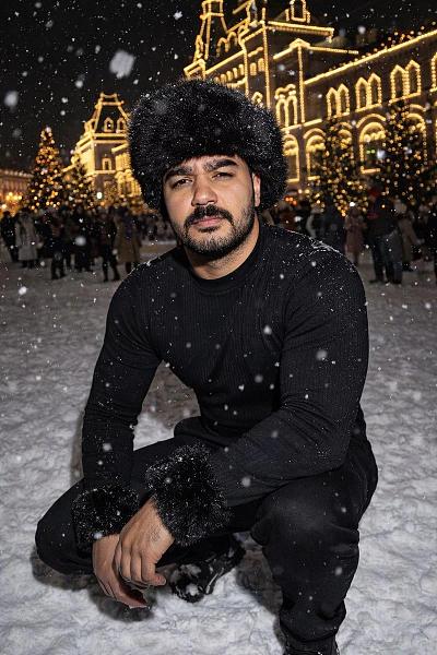 雪夜莫斯科街头时尚写真