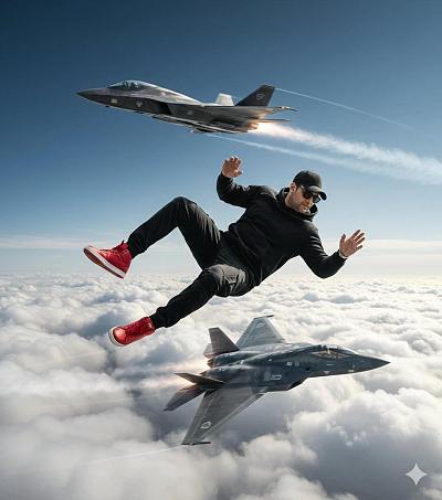 云端飞人与隐形战机的史诗空战场景