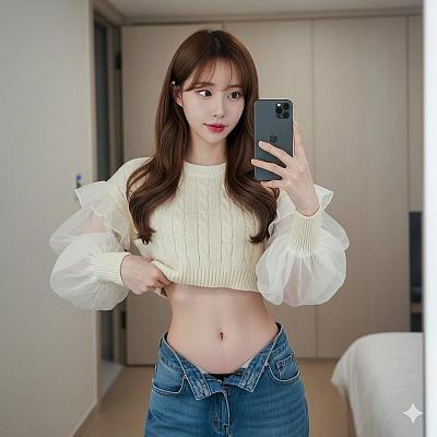 韩系甜美镜前自拍少女