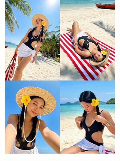 热带海滩度假四格写真模板
