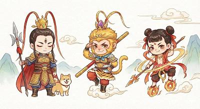 神话Q版三杰插画