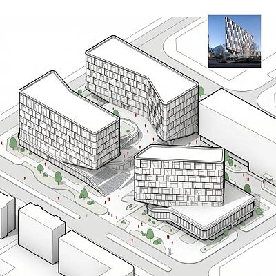 建筑照片转白模轴测图