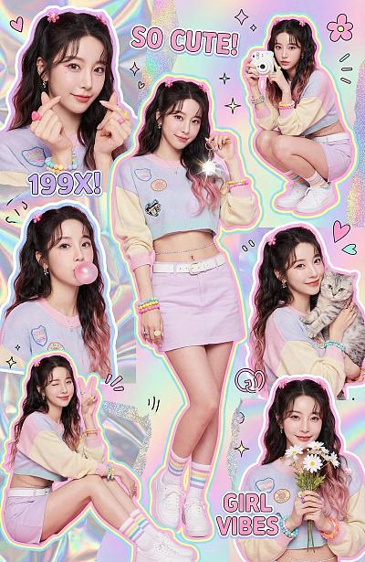 Y2K少女贴纸风拼贴海报