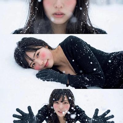 三张水平分割雪景人物组图