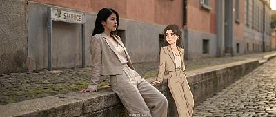 现实与卡通双重视角的街头人像创作