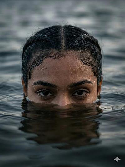 水中凝视的神秘女子