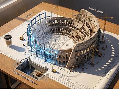 建筑蓝图幻化实景：多阶段施工共存的3D建筑可视化