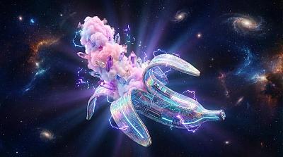 科幻香蕉宇宙奇观，电路与晶体交织