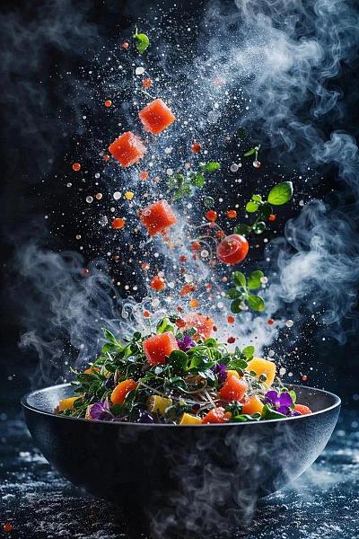 超现实美食摄影：食材爆炸瞬间的视觉盛宴