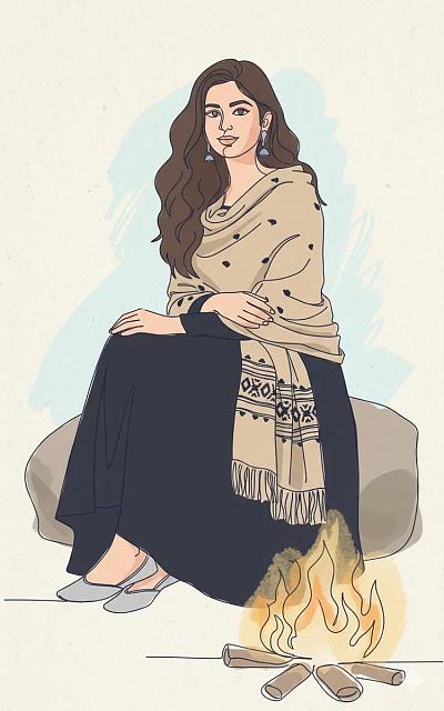 单线连续手绘风格人物插画生成