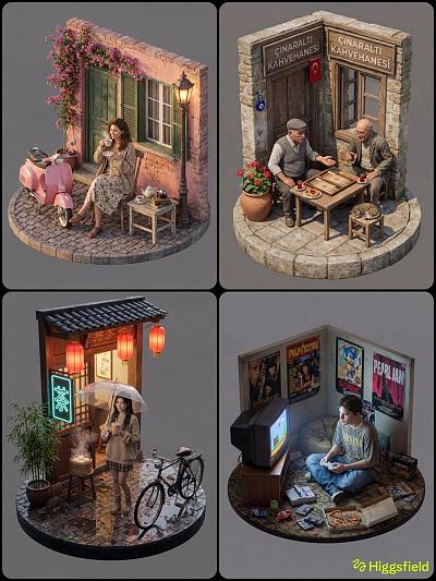超写实3D等距视角场景生成预设
