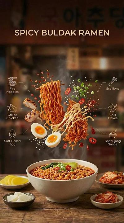 辣火鸡面美食广告视觉呈现
