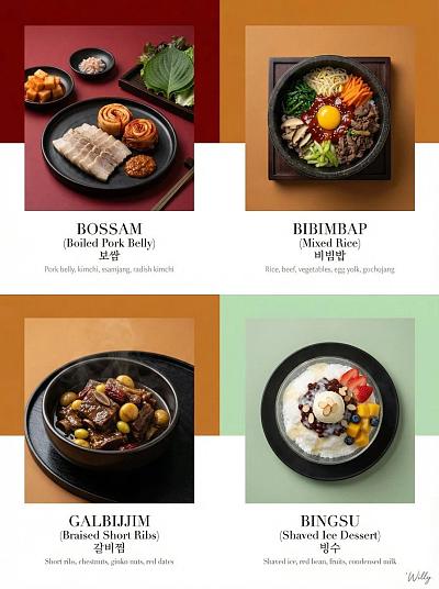 韩式精致料理菜单设计展示