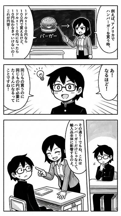 汇率变动影响物价教学漫画