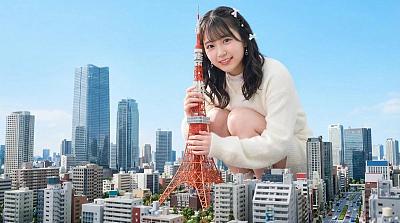 少女抱塔俯瞰东京城