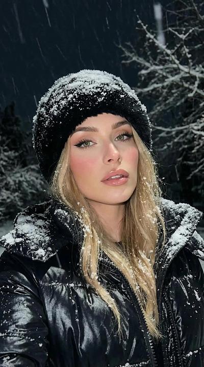 雪夜时尚自拍写真