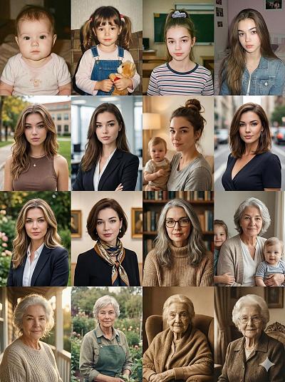 女性一生时光流转肖像